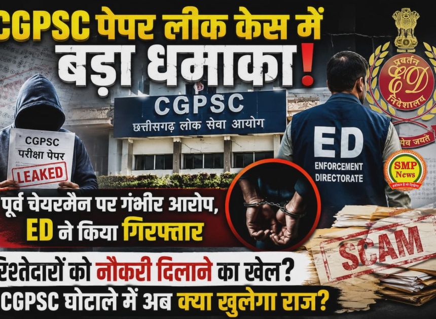 CGPSC पेपर लीक केस में बड़ा धमाका! पूर्व चेयरमैन पर गंभीर आरोप, ED ने किया गिरफ्तार रिश्तेदारों को नौकरी दिलाने का खेल?CGPSC घोटाले में अब क्या खुलेगा राज?